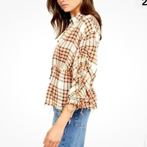 Free people pacific Dawn Drawstring plaid shirt - Picture 2 of 4